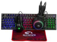 Set gaming Marvo LOOT 40, tastierë dhe maus me kabllo, kufje me mikrofon, i zi