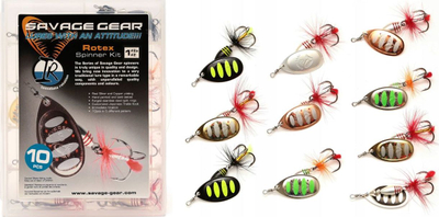 Set karremash spinner Savage Gear Rotex Spinner Kit, 5.5 g, 10 copë, shumëngjyrësh
