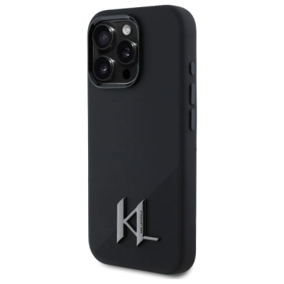 Kuti telefoni Karl Lagerfeld MagSafe për iPhone 16 Pro, silikon, me magnet, e zezë
