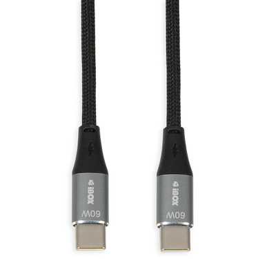 Кабел USB iBOX IKUTC1B, USB C во USB C, 1 m, 60W, црн