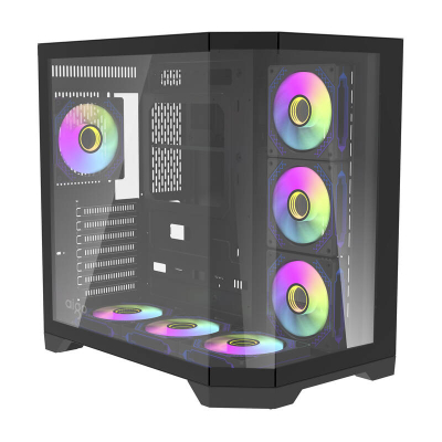 Kuti kompjuteri DarkFlash FT418 Pro, ATX MIDI Tower, 7 ventilatorë ARGB, e zezë
