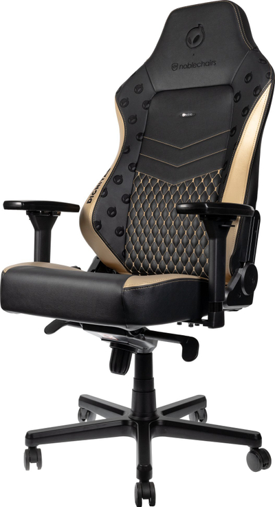 Karrige gaming noblechairs HERO Dignitas Edition, lëkurë sintetike, mbajtëse mesi, e zezë me ari