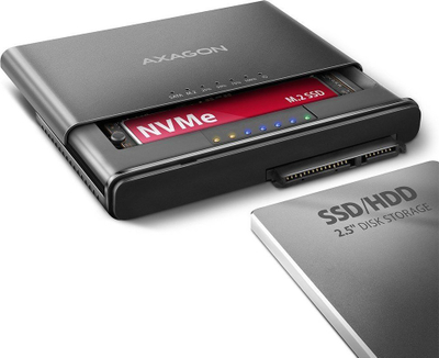Docking station Axagon ADSA-CC USB-C 10Gbps - NVMe M.2 SSD & SATA 2.5"/3.5"