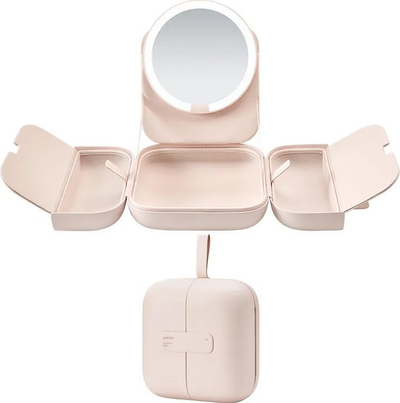 Pasqyrë make up AMIRO M2 LumoCube, LED, portative me organizues, rozë