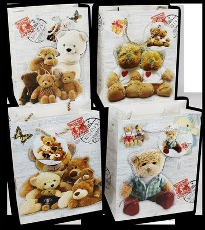 Qese dhuratash Ferment Gift Bag, set 12 copë, me arusha lodër, shumëngjyrëshe