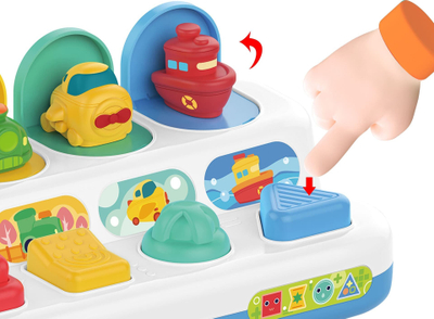 Lodër edukative WOOPIE BABY Pop-Up Vehicles, panel me butona që dalin, 18m+, me ngjyra të shumta