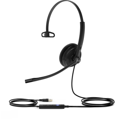 Слушалки Yealink UH34 Lite Mono Teams, со кабел USB A USB C, црна боја