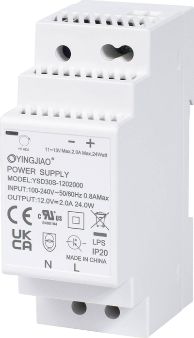 Напојување Yingjiao, DIN шина, 12V 2A 24W, сиво