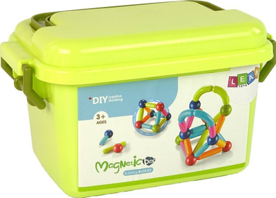 Lodër me blloqe magnetike Lea Toys Magnetic Blocks, 34 copa, valixhe plastike, shumëngjyrëshe