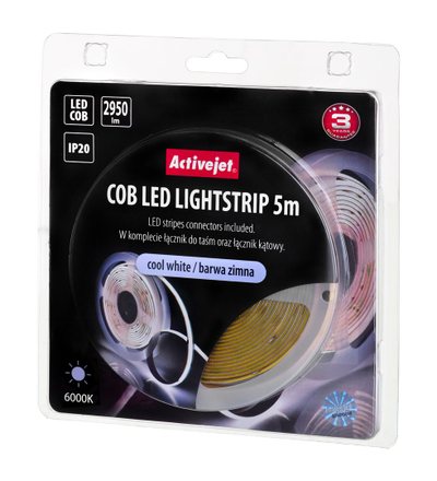Shiriti LED Activejet AJE-COB, 5m, i bardhë