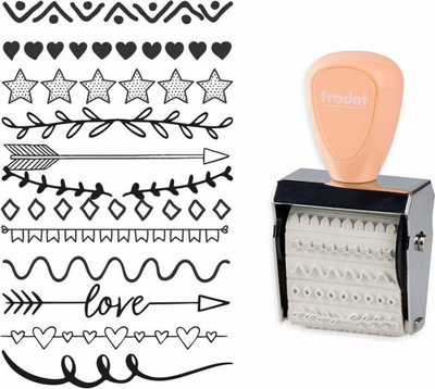Set stampash kreative Trodat Creative Mini, 12 motive dekorative, jastëk boje 3 ngjyrësh