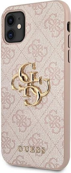 Kllëf telefoni Guess 4G Metal Logo për iPhone 11, rose gold, rozë