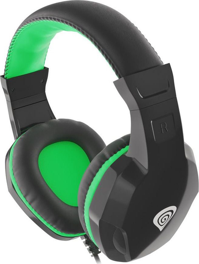 Kufje gaming Genesis Argon 100, stereo 2.0, mikrofon, jeshile me të zezë