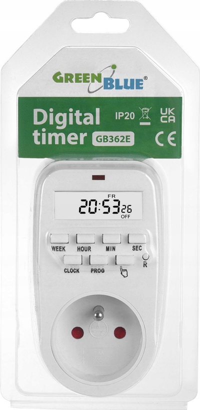 Programator kohe dixhital GreenBlue GB362 E, ekran LCD, i bardhë