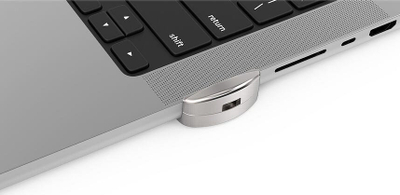 Adapter sigurie Compulocks Ledge Lock për MacBook Pro 14" M1 M2 M3, pa ngjitës, ngjyrë argjendi