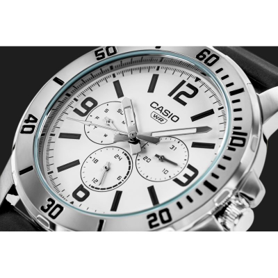Orë dore Casio MTP-VD300-7B, kronograf, për meshkuj, e zezë