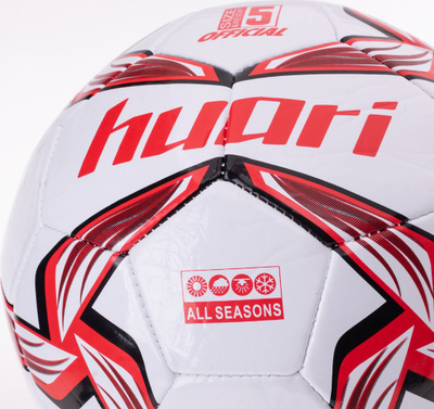 Top futbolli Huari Nazare, madhësia 5, PVC, i bardhë me të kuqe
