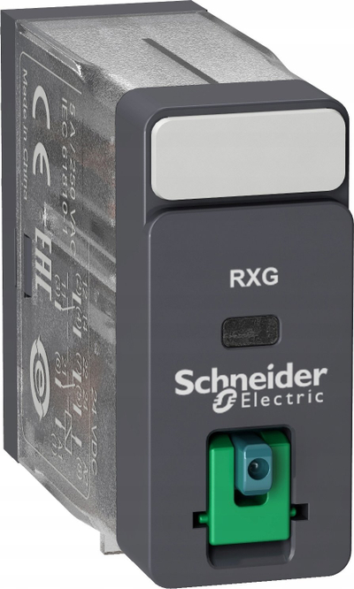 Relé ndërfaqësuese Schneider RXG21BD, 24V DC, 5A 2C/O, me buton testimi