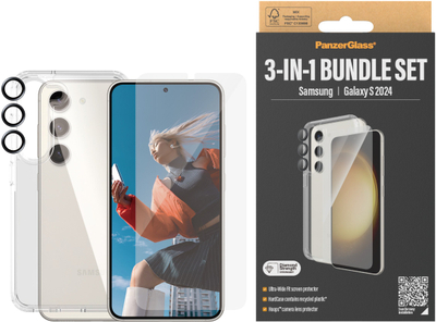 Set mbrojtës PanzerGlass 3 në 1 për Samsung Galaxy S24, Ultra Wide Fit, transparent