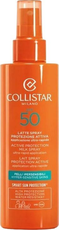 Qumësht sprej trupi Collistar Active Protection, SPF50, për lëkurë shumë të ndjeshme, 200 ml