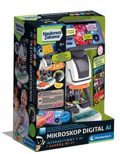 Mikroskop digjital Clementoni 50406, set edukativ, për fëmijë, shumëngjyrësh
