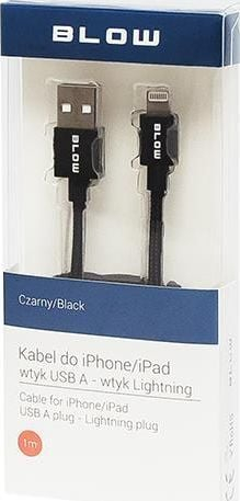 Kabllo karikimi Lightning Strong 8 Pin, 1m, USB, e zezë