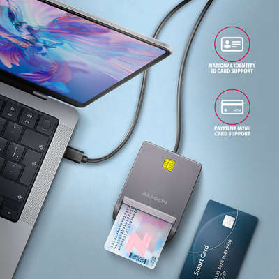 Lexues karte AXAGON CRE-SM3TC, USB-C, kabllo 1.2 m, i zi