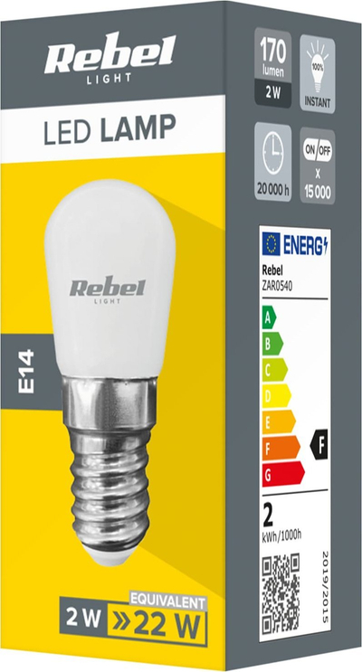 Llambë LED për frigorifer Rebel 2W, E14, 4000K, e bardhë