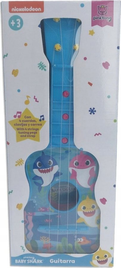 Kitarë për fëmijë REIG Baby Shark, plastike, 4 tela, e kaltër