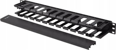 Organizues kabllosh për rack Lanberg Type A, plastik, 1U, i zi