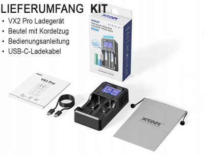 Karikues baterish XTAR VX2 Pro, për Li ion Li FePO4 Ni MH, universal