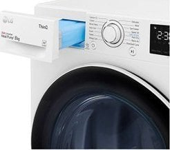 Сушара за алишта LG Eco Hybrid Dual Inverter RH80V3AV6N, 8 kg, топлинска пумпа, бела