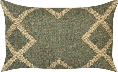 Jastëk dekorativ GOPI Jute Cushion, 30 x 50 cm, jute dhe lesh, jeshile bezhë