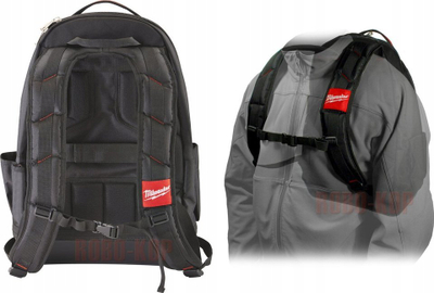 Çantë shpine pune Milwaukee Jobsite Backpack, najlon balistik, bazë plastike e forcuar, e zezë me të kuqe