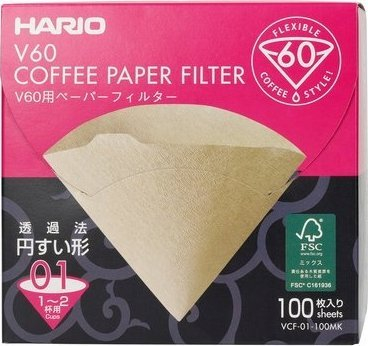 Filtër letre kafeje Hario Misarashi 01, 100 copë, për dripper 1 2 filxhanë, natyral
