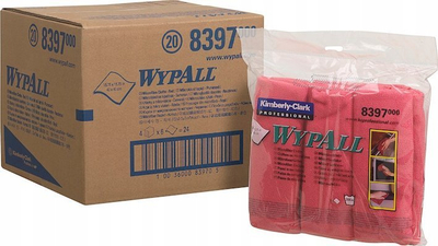 Peshqir mikrofiber Kimberly Clark WypAll 8397, 40 x 40 cm, paketë me 6 copa, i kuq