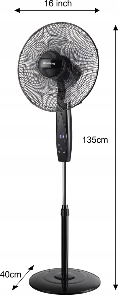 Ventilator dyshemeje Klausberg Round, 40cm, 50W, i zi
