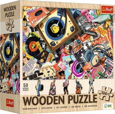 Puzzle druri Trefl Wood in the World of Music, 500+1 copa, shumëngjyrësh