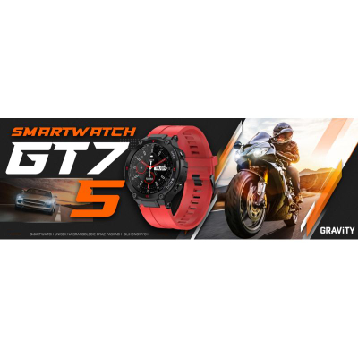 Ora e mençme Gravity GT7-5, ekran 1.28", bateri 400mAh, e zezë me të kuqe