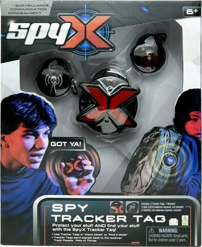 Lodër spiunazhi SpyX Tracker Tag, set me 2 tag, me alarm dhe kërkim, e zezë me të kuqe