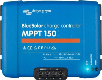 Kontrollues karikimi solar Victron Energy BlueSolar MPPT 150V 45A, 12/24/36/48V, blu