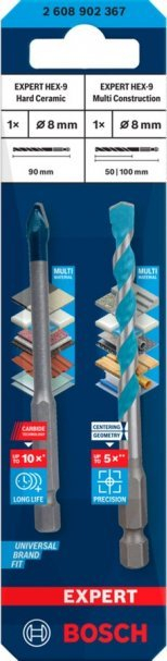Set stërvilash Bosch Expert HEX-9, për qeramikë e punime ndërtimi, për shumë lloj materialesh