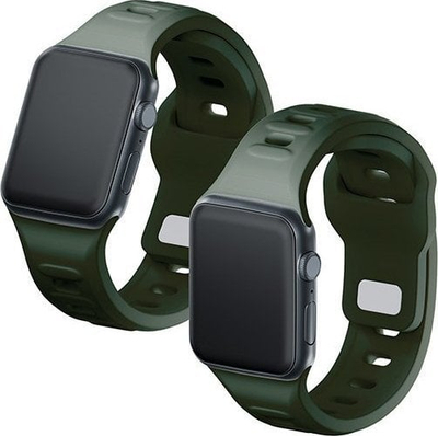 Rrip ore 3mk Silicone Watch Strap, për Apple Watch 42/44/45/49 mm, silikon, jeshile e errët