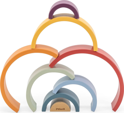 Lodër druri sorter Viga Toys Rainbow PolarB, 8 pjesë, Montessori, shumëngjyrëshe