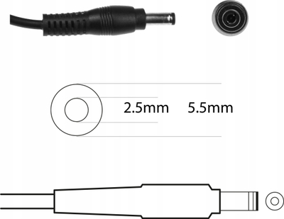 Karikues laptopi Green Cell RDY AD25RDYV2, 65W 19V 3.42A, prizë 5.5 x 2.5mm, i zi