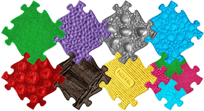Tapet ortopedik sensorial për kalamajtë Askato, set me 7 pjesë + 4 mini, me shumë ngjyra