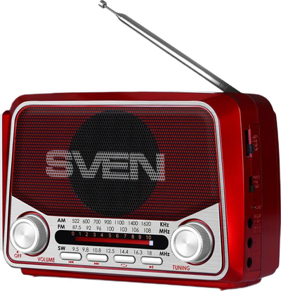 Radio portative SVEN SRP-525, 3W, FM AM SW USB microSD, e kuqe