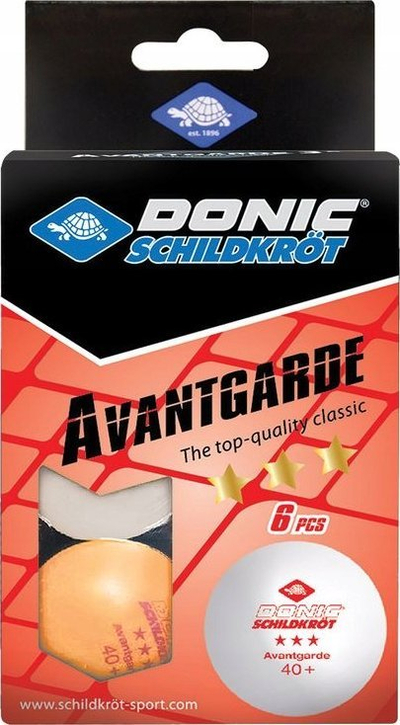 Toptha pingpongu Donic Avantgarde Poly 40+, 3 yje, set 6 copë, të bardhë dhe portokalli