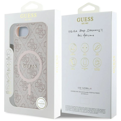 Këllëf telefoni Guess MagSafe 4G për iPhone 16e, TPU, rozë