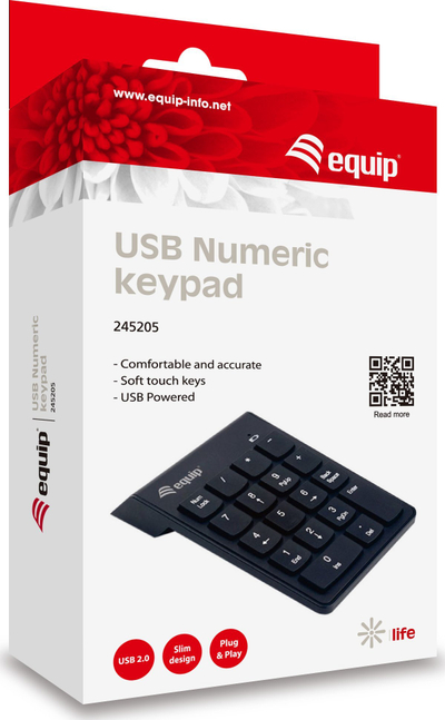 Tastierë numerike Equip USB, 19 butona, e zezë